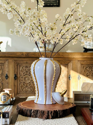 Luxury Gold and White Vase - FANISHA HOME PTY LTD-cultural home decor, traditional home decor, home decor accessories, cultural vessels, traditional tea set, cultural candles, traditional coaster, cultural home accents, traditional home furnishings, cultural-inspired decor, traditional home accessories, cultural-inspired vessels, traditional tea accessories, cultural candles and holders, traditional coasters and placemats