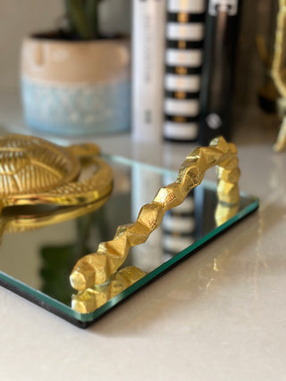 Gold Handle Glass Tray